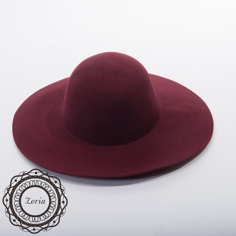 Floppy Swinger Blocked Untrimmed Wool Felt Hat Base | W0169A Wine