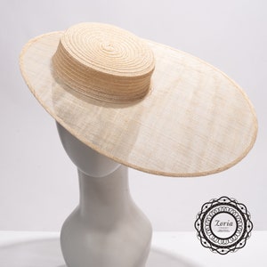 Oval short flat top sinamay / hemp hat base for millinery | PHB-22133 - available natural & white 3/25/24.