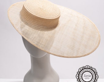 Oval short flat top sinamay / hemp hat base for millinery | PHB-22133