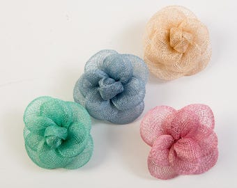 Sinamay 3 inch camillia flower trim comes in multiple colors | SD44-FL