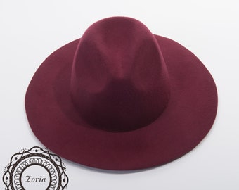 Wide Brim Fedora Blocked Untrimmed Wool Tribal Western Felt Hat Base| W0166A