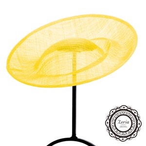 Zoria 11.5X3'' Saucer Upturn Brim Sinamay Base For Fascinator Cocktail Bridal Headwear And Hat Making PSBC-19007 Yellow