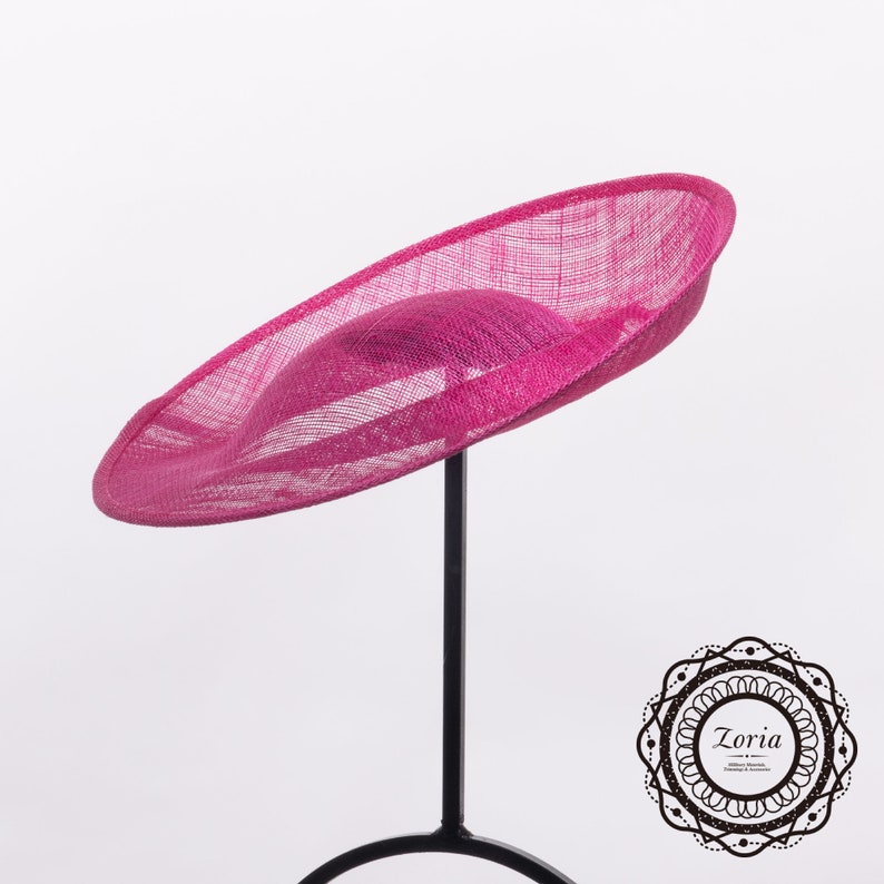 Zoria 11.5X3'' Saucer Upturn Brim Sinamay Base For Fascinator Cocktail Bridal Headwear And Hat Making PSBC-19007 Fuchsia