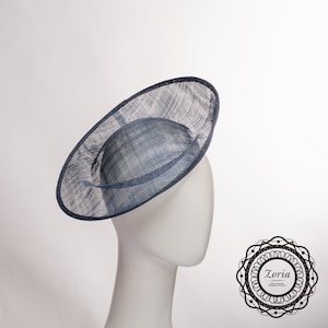 Zoria 11.5X3'' Saucer Upturn Brim Sinamay Base For Fascinator Cocktail Bridal Headwear And Hat Making PSBC-19007 Navy