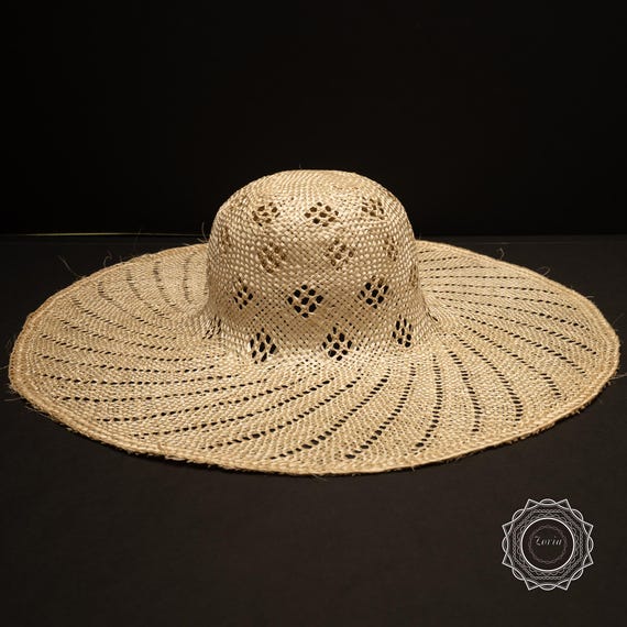 Vintage Khaki Colored “swinger” Style Sun Hat with Bow Detail Millinery, hat making, costume, bridal supply materials and  main image 3