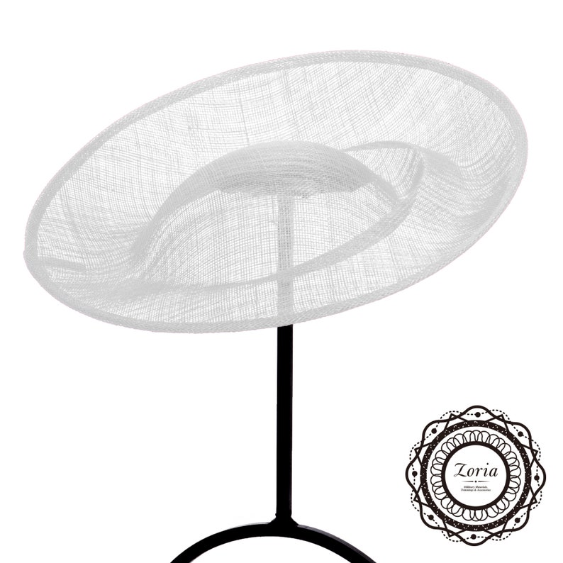 Zoria 11.5X3'' Saucer Upturn Brim Sinamay Base For Fascinator Cocktail Bridal Headwear And Hat Making PSBC-19007 White