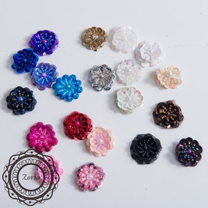 7/8" Sequin Flower Beading appliqué 12 pieces PACK | CH-G20082D