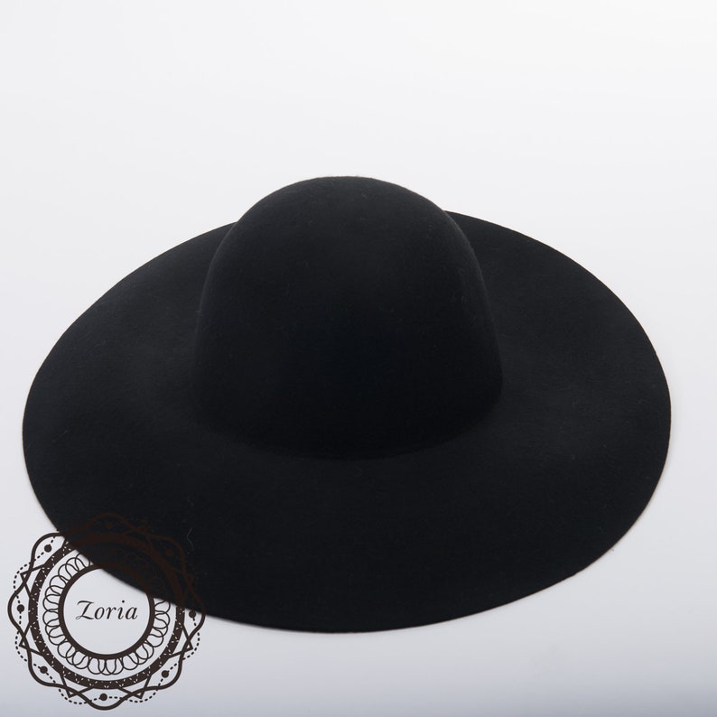 Floppy Swinger Blocked Untrimmed Wool Felt Hat Base | W0169A Black