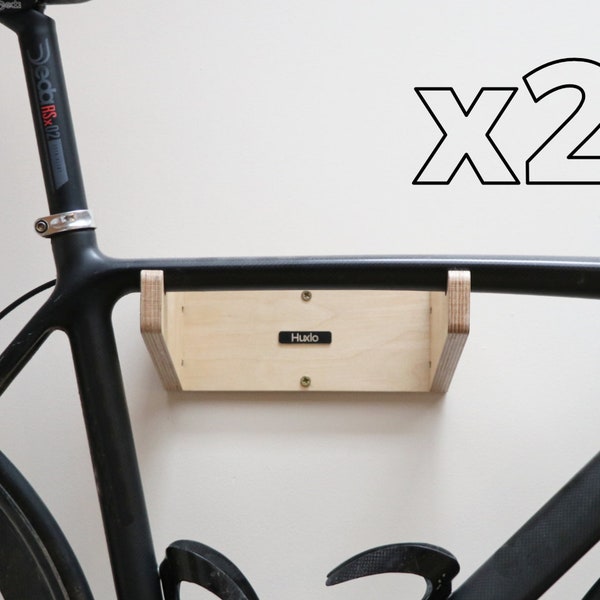 Bike Wall Mount [2 PACK] | Bicycle Rack Shelf Holder Furniture Storage Wood Birch Plywood Finish | MAURAD by Huxlo