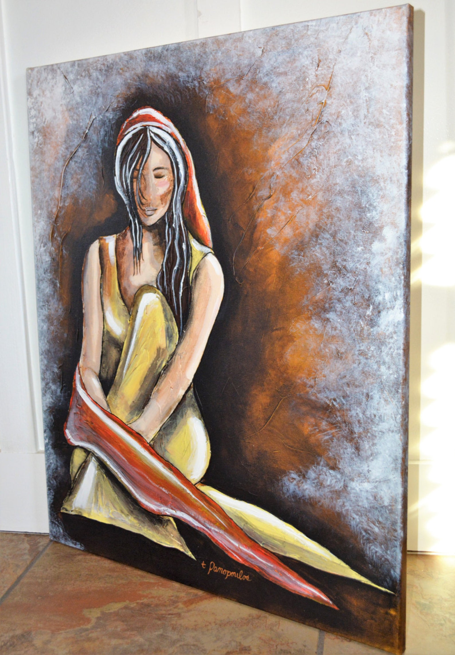 Woman Yellow Dress Painting/choctaw/nashoba/wolf/painting American