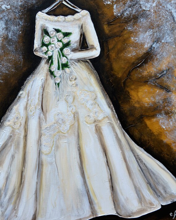 Custom Painted Wedding Dress Painting From Your Photo Etsy