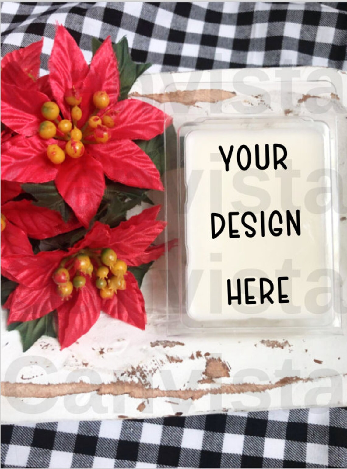 Wax Melt Mockup. Christmas Mockup. Buffalo Plaid Poinsettia. - Etsy