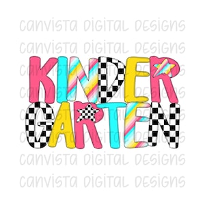 Kindergarten PNG File - Digital Design - Commercial Use Print File - Trendy Checkered School Design - Cute School Digital - Grade Designs