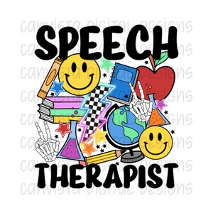 Speech Therapist PNG File for Sublimation/DTF - Commercial Use Print File - Retro School Design - Cute Occupation Digital - School SpeechPNG