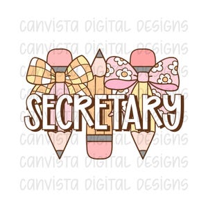Secretary PNG File - Digital Design - Commercial Use Print File - Trendy Coquette Pencil School Design - School Secretary Digital