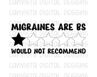 Migraines Are BS. Would Not Recommend PNG File for Sublimation/DTF - Commercial Use Print File - Migraine Awareness Digital - 1 Star Review
