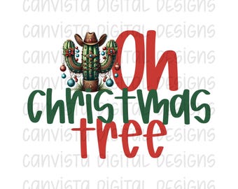 Oh Weihnachtsbaum PNG-Datei - Western Weihnachtsdesign - Kaktus Weihnachtsbaum Urlaub Digital - Cowboy Country Christmas Shirt Design