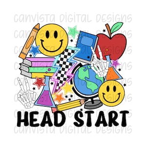 Head Start PNG File for Sublimation/DTF - Commercial Use Print File - Retro School Design - Cute Occupation Digital - Early Head Start PNG
