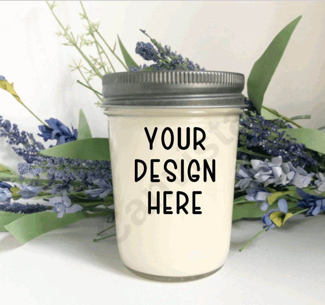 Set of two 8 oz Jelly Jar Candle Mockup. Single Candle