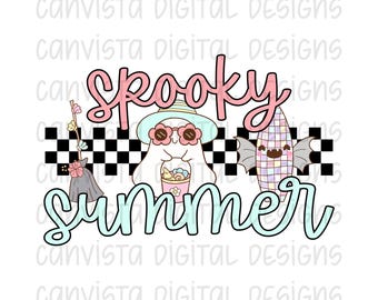 Spooky Summer PNG File - Commercial Use Print File - Spooky Summer Beach Design - Summer Digital PNG - Funny Ghost Design - Retro Ghost PNG