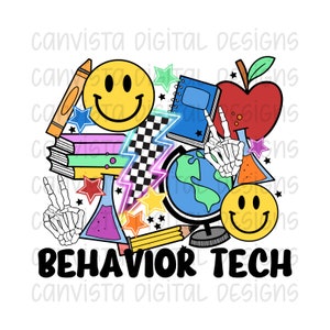 Behavior Tech PNG File for Sublimation/DTF - Commercial Use Print File - Retro School Design - Cute Occupation Digital - School PNG