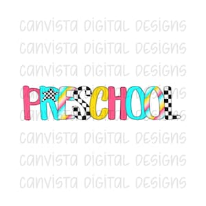 Preschool PNG File - Digital Design - Commercial Use Print File - Trendy Checkered School Design - Cute School Digital - Grade Designs