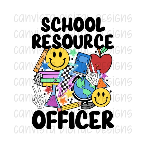 School Resource Officer PNG File for Sublimation/DTF - Commercial Use Print File - Retro School Design - Cute Occupation Digital - School