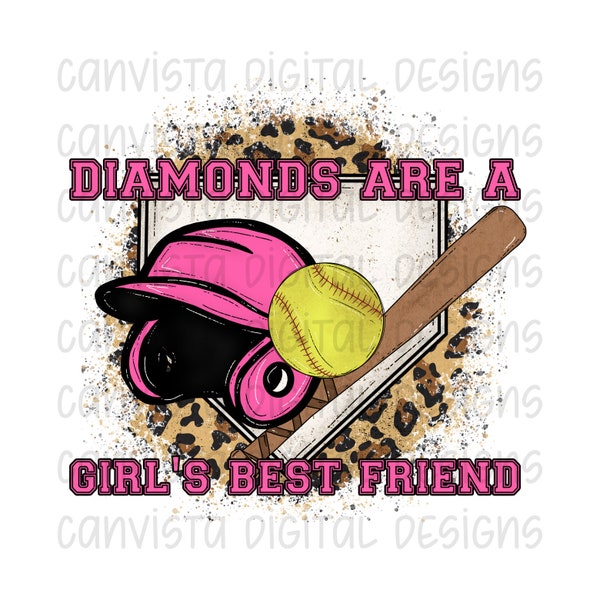Diamonds Are A Girls Best Friend PNG File - Commercial Use Print File - Softball Digital Design - Softball Mama Download PNG