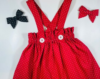 Babyhug Free Size Suspender With Polka Dots Print - Black main image 1