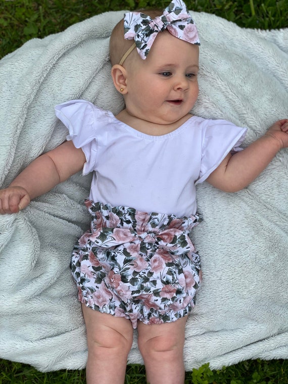 Rose Baby Bloomers Diaper Cover Paperbag Baby Bloomers High Etsy