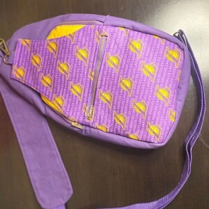 LA Lakers Crossbody Sling Bag with Adjustable Straps, LA Chest Bag for Men/Women, NBA Themed, Handmade Shoulder Bag, Travel Accessory