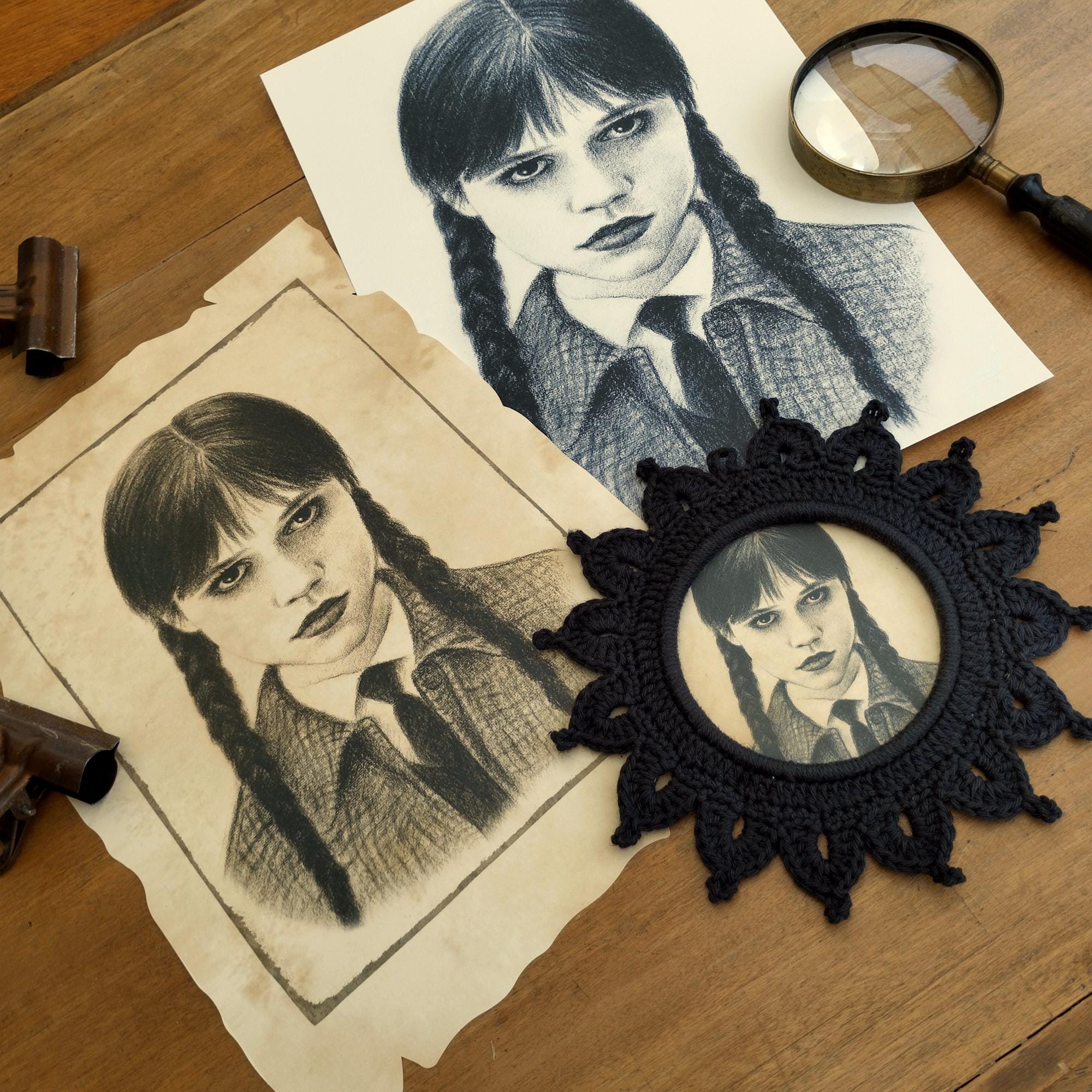 Wednesday Frame Portrait of Wednesday Addams High-quality Art Print Portrait Drawing on ...