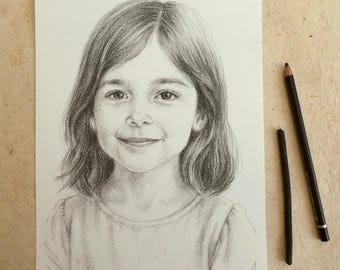 Portrait au crayon noir personnalisé dessin traditionnel sur papier à partir d'une photo cadeau sur mesure cadeau durable et unique
