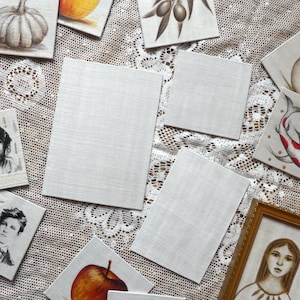 Juego de 3 soportes de lino antiguo sobre cartón grueso para sus pinturas, dibujos, transferencias, sellos, técnicas mixtas, etc. Ropa de casa francesa