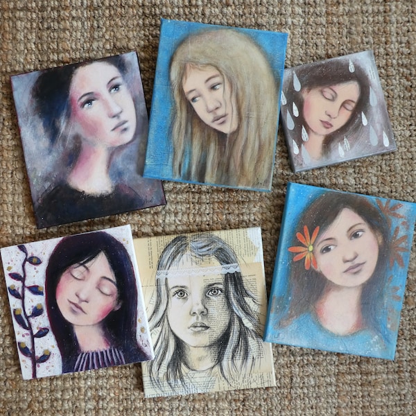 Peintures portraits femme fille rêveuses