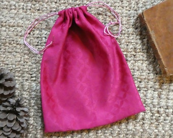 Sac cadeau en tissu damassé fuchsia sac réutilisable