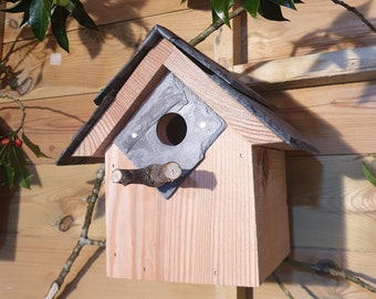 Bird House Nest Box with Welsh Slate Roof Great Tits, Sparrows