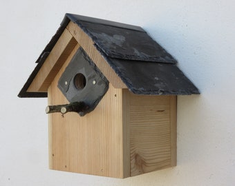Bird House Nest box with Welsh Slate roof Blue Tit box