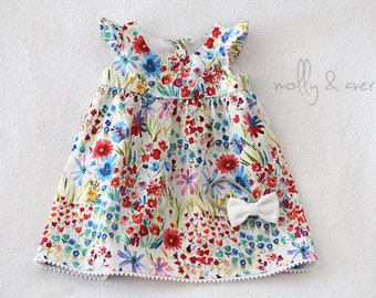 Little Girl Easter Dress, Flutter Sleeve Dress, Floral Dress, Summer Dress