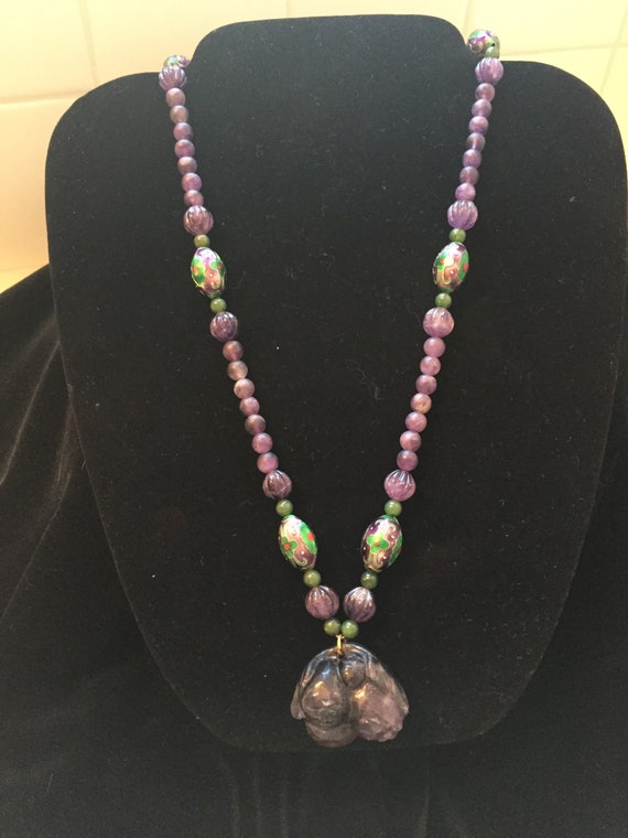 Vintage Amethyst and Cloisonne Necklace with Amet… - image 8