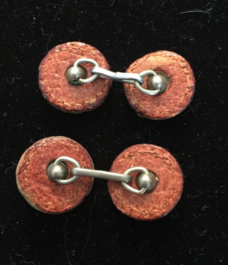 Antique Leather Cufflinks