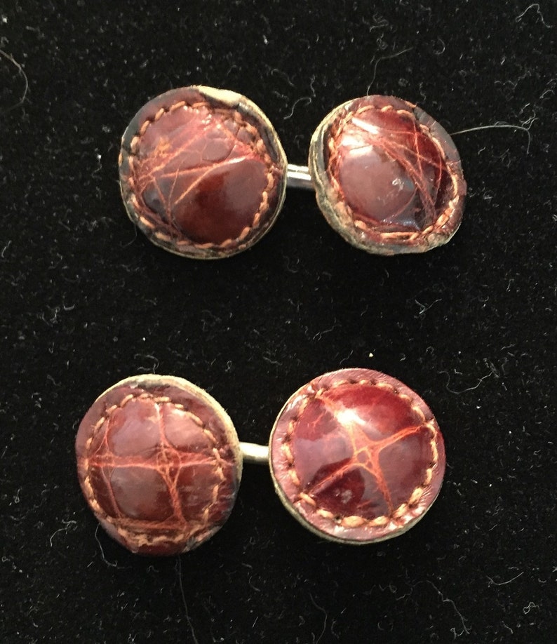 Antique Leather Cufflinks