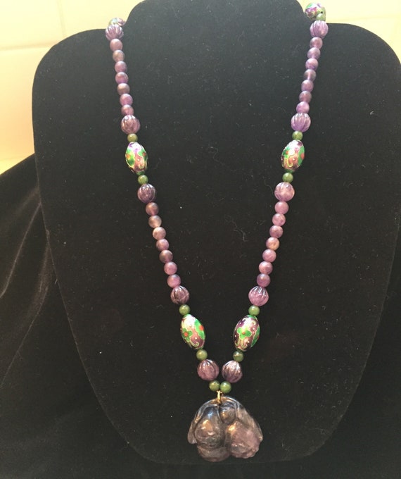 Vintage Amethyst and Cloisonne Necklace with Amet… - image 6