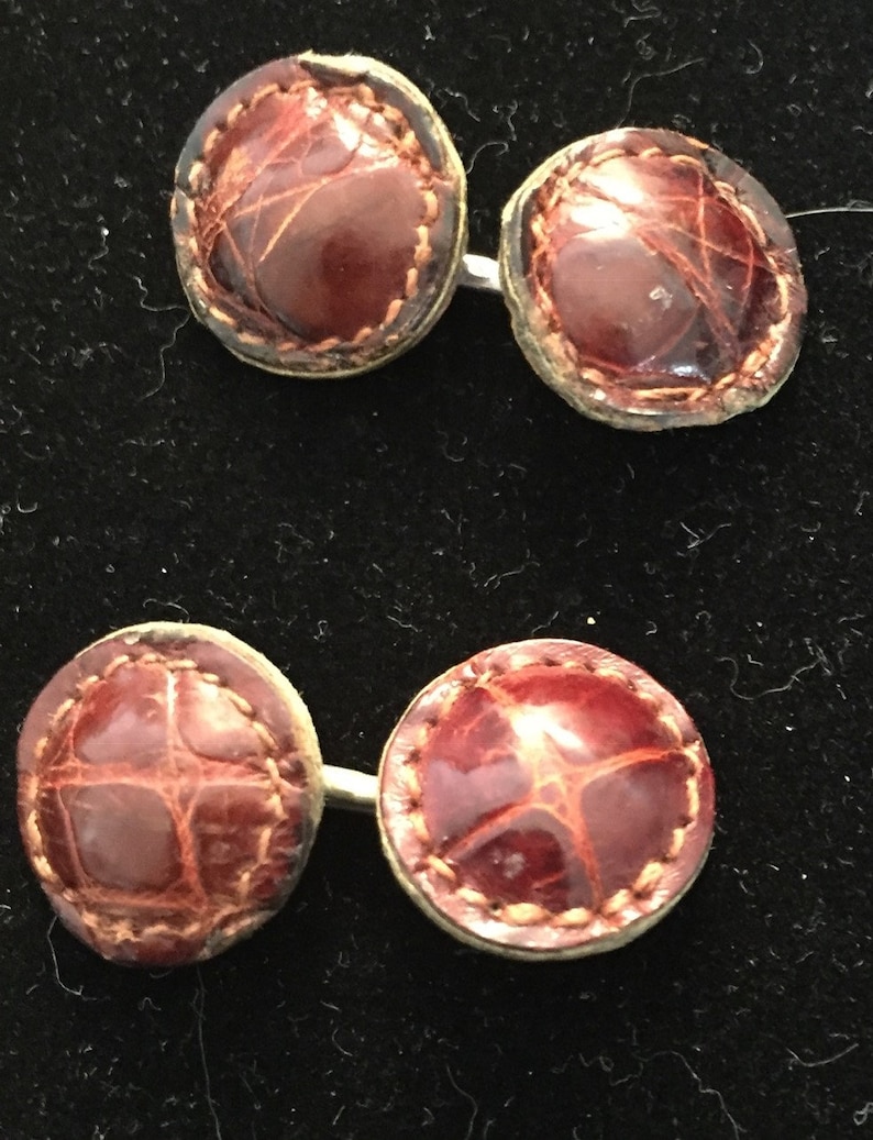 Antique Leather Cufflinks