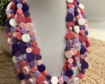 Resin multi coloured necklace - with free matching earrings