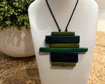 Wooden Block Necklace