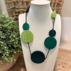 Wooden Circular Disk Necklaces