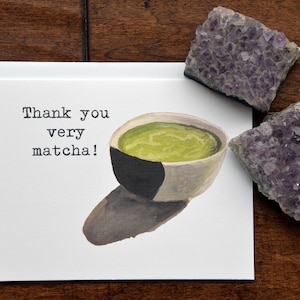 Tea Thank You Card, Matcha Thank You, Gift for Her, Cute Thank You, Greeting Card