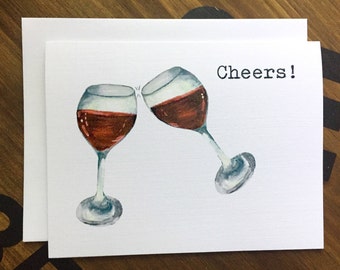 Cheers Greeting Card, Congratulations, Congrats Grad, Wine Lover Card, Celebration, Toast Message, Wine Card, Anniversary Card