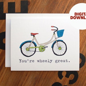 Bicycle Thank You Card, PRINTABLE CARD, Bicycle Pun, Cycling Pun, DIGITAL